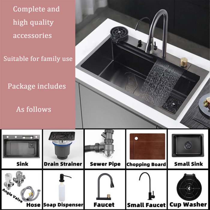 WATERMONY 18.1'' W Single Bowl Stainless Steel Undermount Kitchen Sink